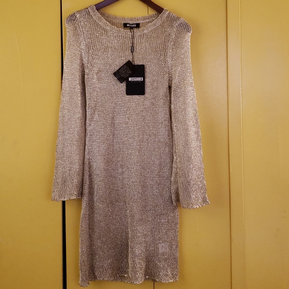 MISSGUIDED...Gold mesh beach coverup!